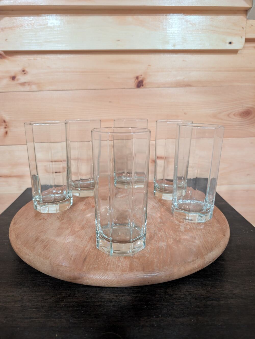 Arcoroc Octime Clear Highball Tumblers Set of 6 France Geometric Glasses